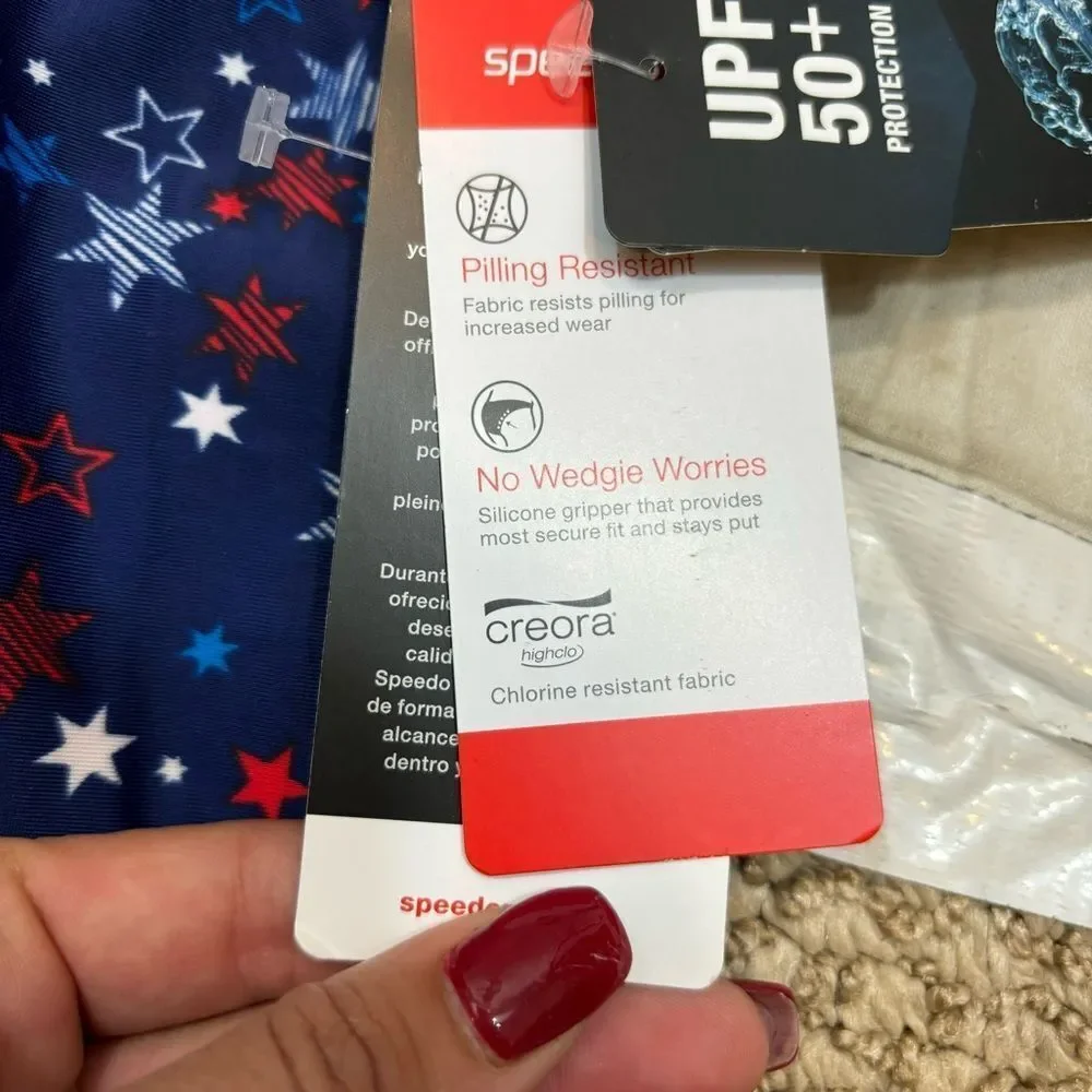 Brand new with Tags Girls Speedo Brand Red,‎ White and Blue Star Tankini Top 14